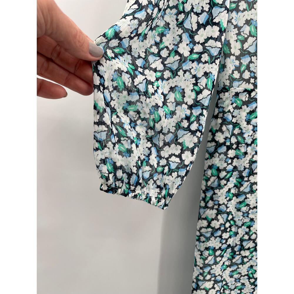 KARL LAGERFELD NWT Floral Long Sleeve V Neck Ruffle Hem Dress // 2 - Picture 7 of 12